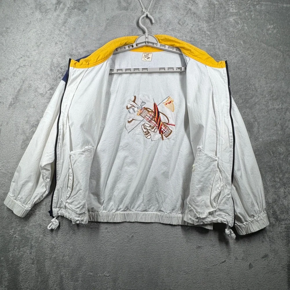 Vintage Peanut Butter‎ Jelly Jacket Women's Large White Blue Golf Embroidered